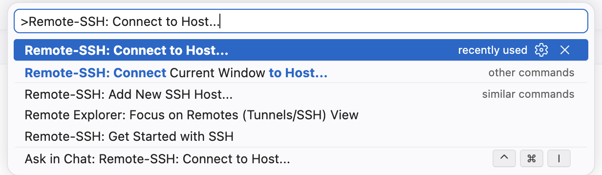 Remote-SSH: Connect to Host...